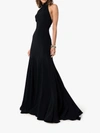 Stella Mccartney Halter Open-back A-line Stretch-cady Evening Gown In 1000 Black