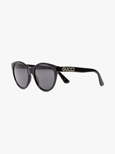 Gucci Black Curved Cat Eye Sunglasses