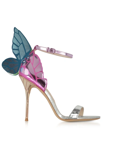 Sophia Webster Chiara Butterfly Wing Multi Metallic Leather Sandals In Silver