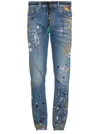 OFF-WHITE SKINNY VINTAGE PAINT JEANS,10784650