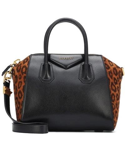 Givenchy Antigona Small Leopard Satchel Bag In Black