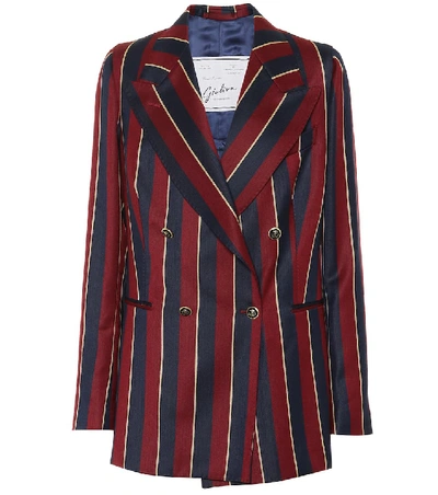 Giuliva Heritage Collection Stella Double-breasted Striped Wool Blazer In Red
