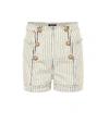 BALMAIN Striped high-rise denim shorts,P00352246