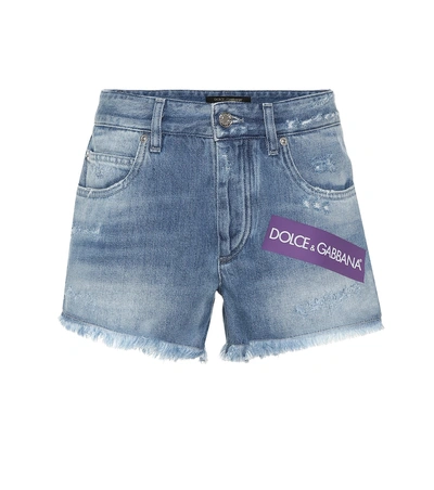 Dolce & Gabbana Embellished Denim Shorts In Multi