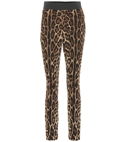 Dolce & Gabbana Leggings In Charmeuse With Leopard Print In Leo New