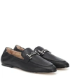 TOD'S DOUBLE T LEATHER LOAFERS,P00371965