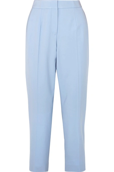 Oscar De La Renta Cropped Wool-blend Twill Slim-leg Trousers In Blue