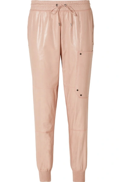Tom Ford Paneled Leather Track Trousers In Blush