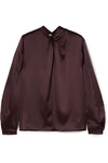 VINCE KNOTTED SILK-SATIN BLOUSE