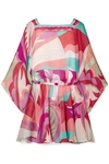 EMILIO PUCCI CUTOUT PRINTED SILK CREPE DE CHINE MINI DRESS