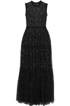 NEEDLE & THREAD CLOVER SEQUIN-EMBELLISHED EMBROIDERED TULLE GOWN
