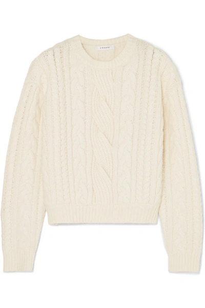 Frame Cable-knit Wool-blend Sweater In Ivory