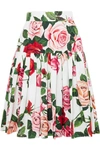 DOLCE & GABBANA FLORAL-PRINT COTTON-POPLIN MIDI SKIRT