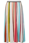 MISSONI STRIPED RIBBED CROCHETED COTTON MIDI SKIRT