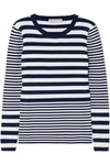 MICHAEL MICHAEL KORS STRIPED RIBBED STRETCH-KNIT SWEATER