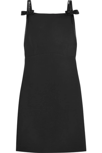 Miu Miu Sequined Open-back Wool And Silk-blend Cady Mini Dress In Black