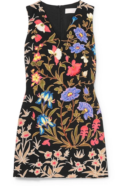 Peter Pilotto Floral-printed Cady Minidress In Black