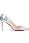 CHRISTIAN LOUBOUTIN PIGALLE FOLLIES 85 IRIDESCENT LEATHER PUMPS