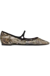 TABITHA SIMMONS HERMIONE SEQUINED LACE AND CANVAS POINT-TOE FLATS