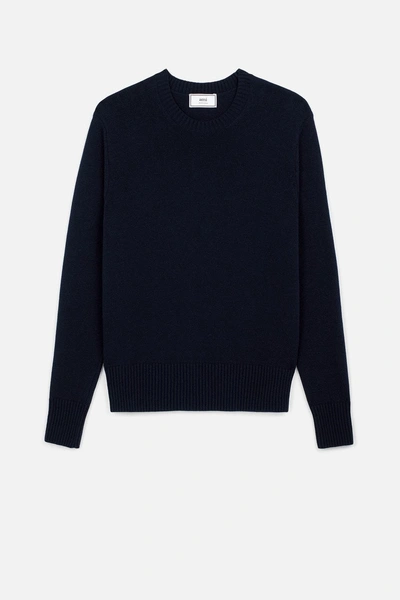 Ami Alexandre Mattiussi Cable Knit Crewneck Sweater In Blue