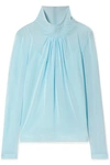 VICTORIA BECKHAM GATHERED STRETCH-TULLE BLOUSE