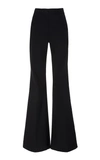 Adam Lippes Textured High-rise Flare Pants In Black