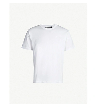 Acne Studios Nash Logo-patch Cotton-jersey T-shirt In Optic White