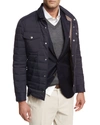 Brunello Cucinelli Men's Milano Quilted Shirt Jacket In Blue