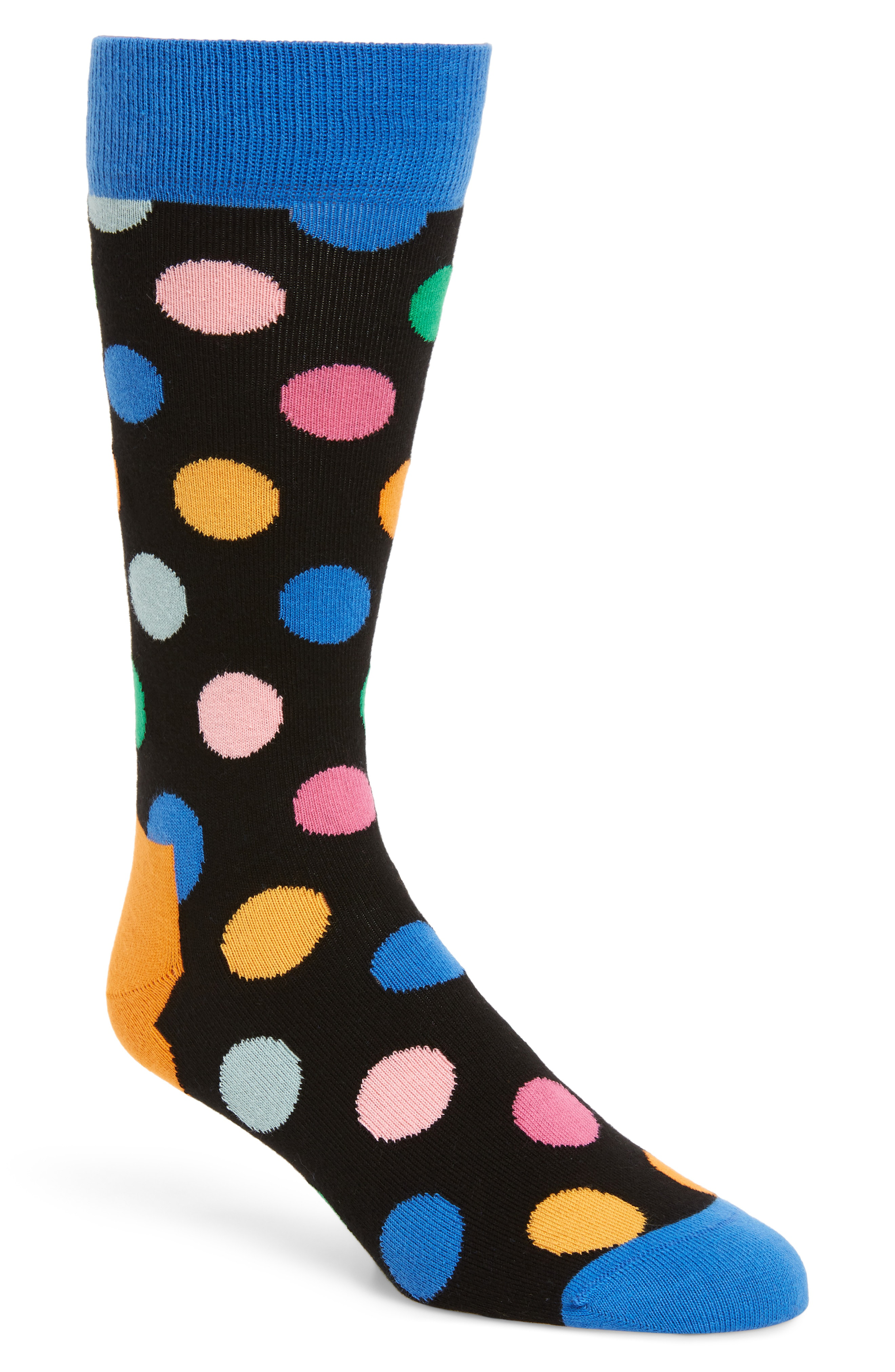 BNWT Happy Socks Big Dot Trainer Liner Chaussettes Bleu Marine Taille 7 1//2-11 1//2