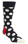 Happy Socks Men's Big Dot Socks In Navy/ White