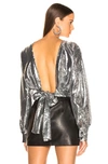 MSGM MSGM SEQUINED WRAP TOP IN SILVER,MSGM-WS68