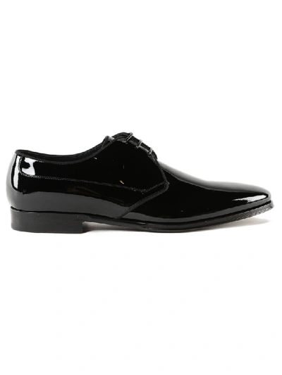 Dolce & Gabbana Logo-plaque Leather Derby Shoes In Black
