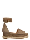 Chloé Scalloped Platform Espadrille Sandals In Brown