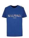 BALMAIN SHOULDER EMBELLISHED T-SHIRT,10785070