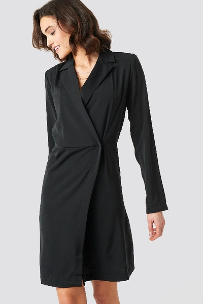 Na-kd Collared Wrap Over Midi Dress - Black