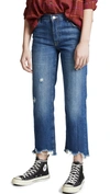 Free People Maggie Ripped Crop Straight Leg Jeans In Dark Denim