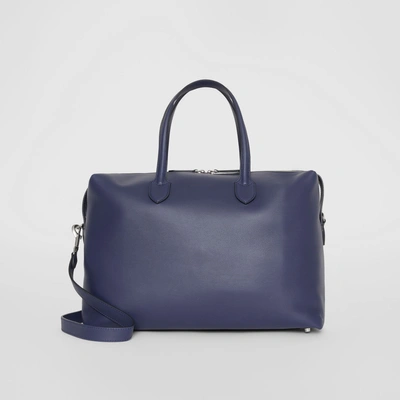 Burberry Soft Leather Holdall In Regency Blue