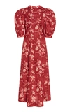 SEA MONET FLORAL-PRINT COTTON-POPLIN MIDI DRESS,719436