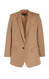 Nili Lotan Diane Longline Wool-blend Blazer In Brown