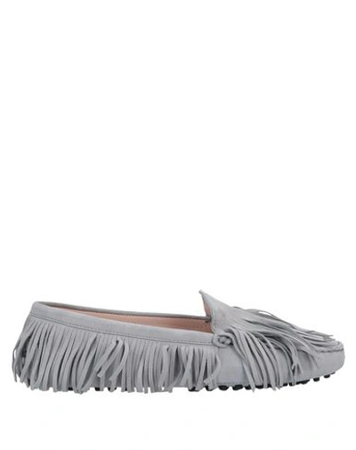 Tod's Fringed Loafers In Gray