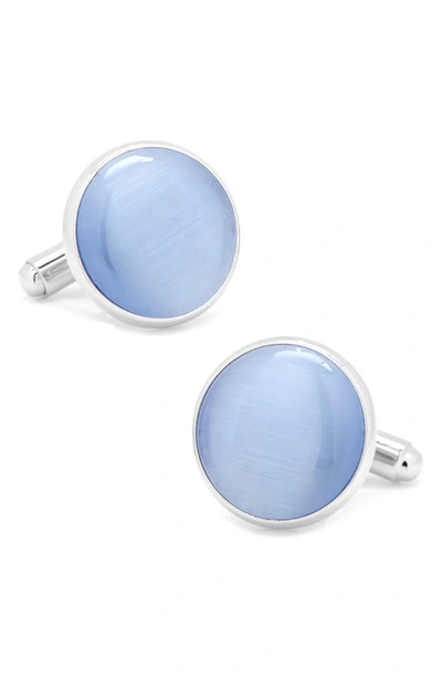 Cufflinks, Inc Men's Sterling Silver & Blue Catseye Cufflinks