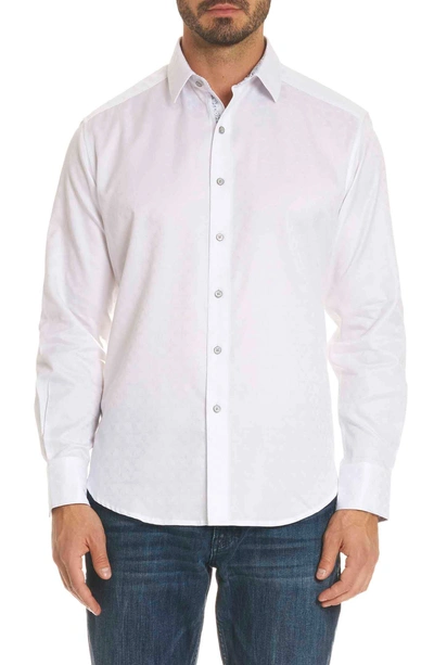 Robert Graham Diamante Basic Tonal Jacquard Sport Shirt In White