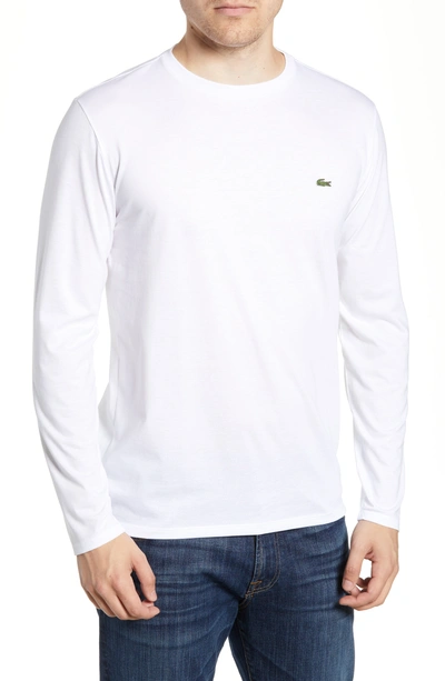 Lacoste Regular Fit Long Sleeve Pima Cotton T-shirt In White