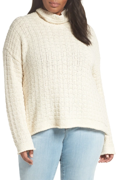 Eileen Fisher Plus Size Peruvian Funnel-neck Sweater In White