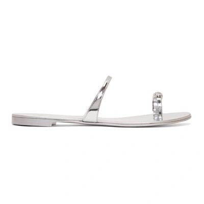 Giuseppe Zanotti Nuvorock Crystal-embellished Metallic Leather Sandals In Argento