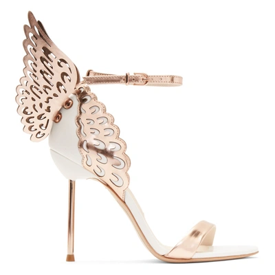 Sophia Webster 100mm Evangeline Wing Leather Sandals, White/gold In White