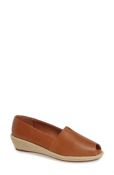 Gentle Souls By Kenneth Cole Luci A-line Espadrille Wedges Women's Shoes In Cognac Leather