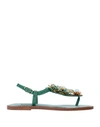 DOLCE & GABBANA DOLCE & GABBANA WOMAN TOE STRAP SANDALS EMERALD GREEN SIZE 5 CALFSKIN,11494874DJ 3