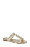 Tod's Metallic Textured-leather Slides In Gold