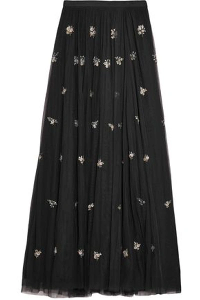 Needle & Thread Woman Lumiere Embellished Tulle Maxi Skirt Black